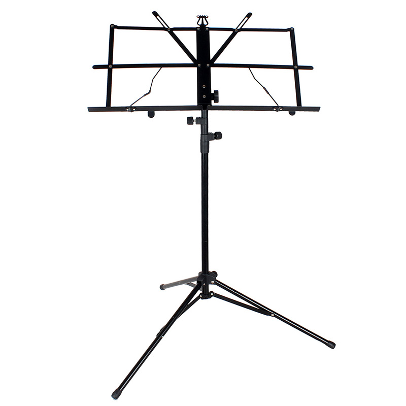 Pupitre guitare pliable en acier inoxydable réglable - avec sac de transport - modèle noir