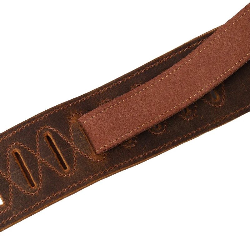 Réglage de la Sangle de guitare en cuir de vachette rembourrée pour guitare basse électrique réglable