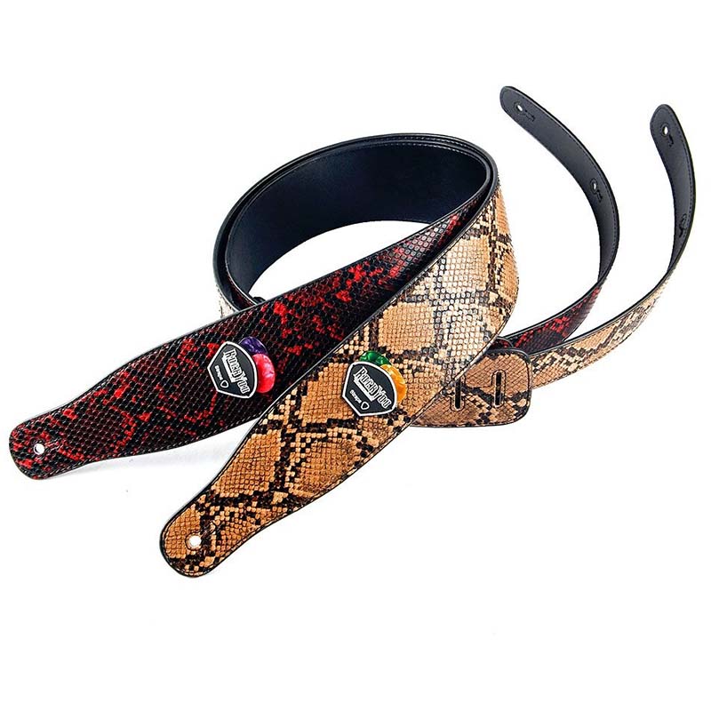 Sangle de guitare électrique ou classique à motif de peau de serpent - 2 couleurs