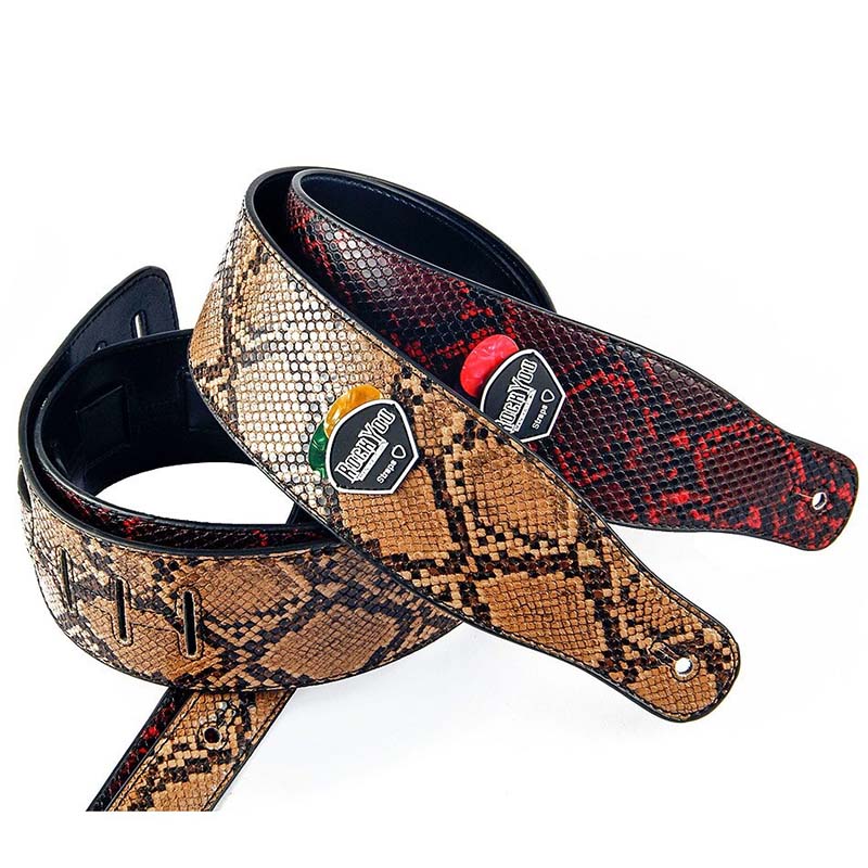 Sangle de guitare électrique ou classique à motif de peau de serpent - 2 couleurs