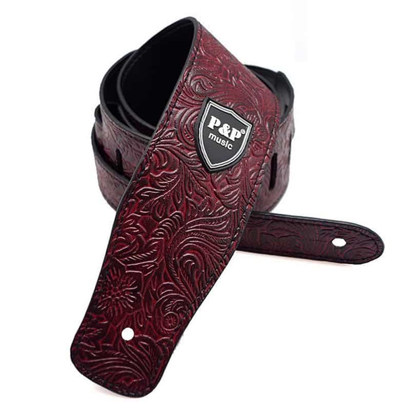 Sangle de guitare en cuir véritable - souple et réglable - 6 couleurs au choix