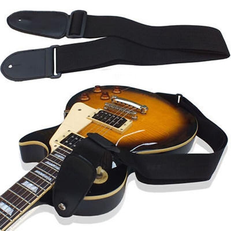 Sangle de Guitare en simili cuir et Nylon noir