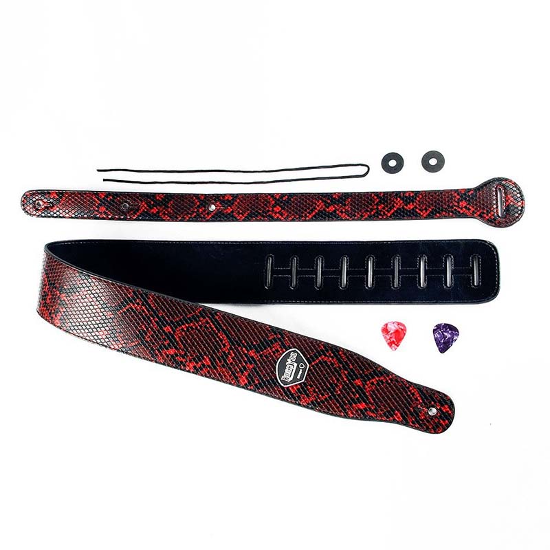 Sangle de guitare électrique ou classique à motif de peau de serpent - 2 couleurs
