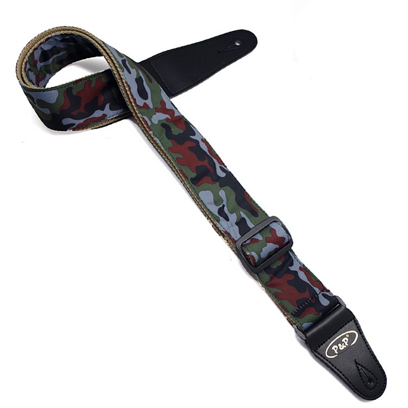 Sangle de guitare acoustique - Motif camouflage vert marron