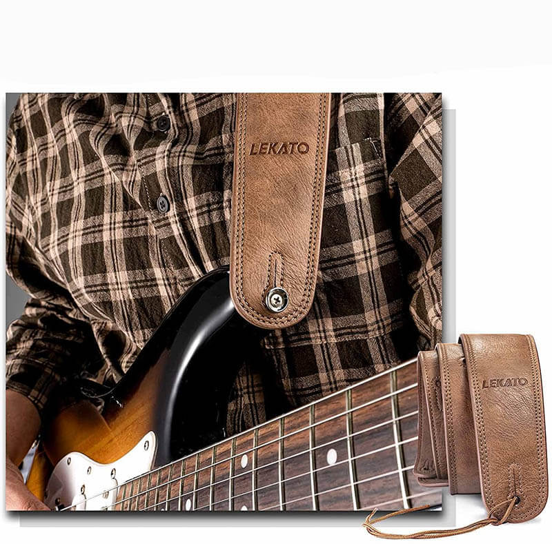 Sangle de guitare basse en cuir de 6.35 cm de large