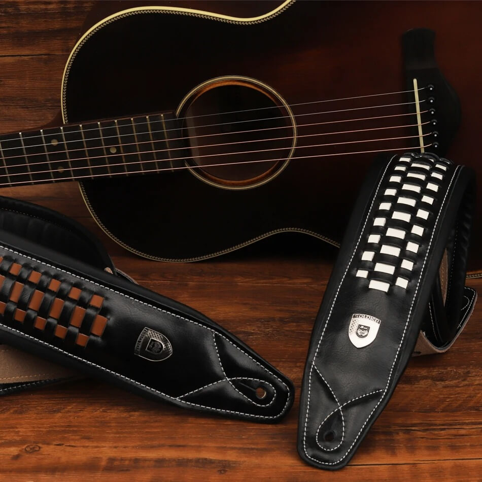 Sangle de guitare électrique en cuir tressé - 2 couleurs au choix
