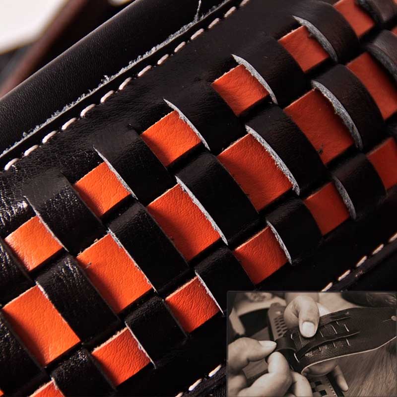 Sangle de guitare électrique en cuir tressé vue détaillée