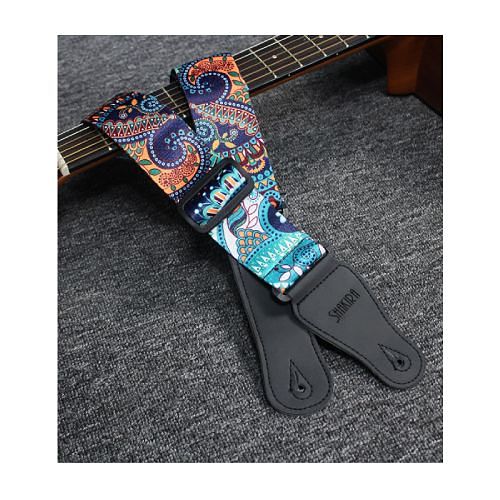 Sangle de guitare vintage polyester avec bouton de fixation pour sangle