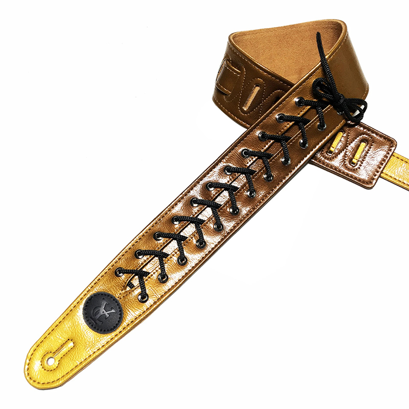 Sangle en cuir avec lacets - couleur jaune