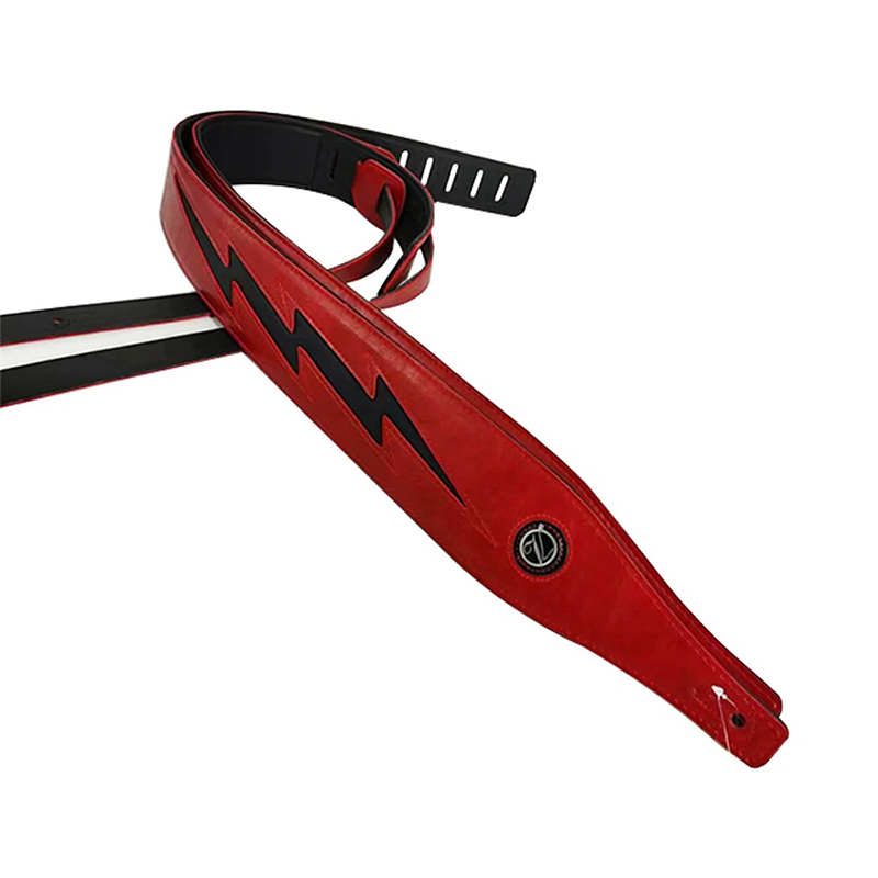 Sangle en cuir modèle éclair iconique - modele rouge - eclair noir