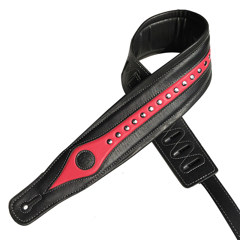 Sangle en cuir pour guitare électrique - modèle rouge