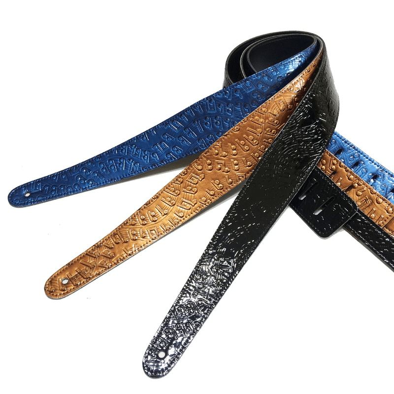 Sangles en cuir psyché pour guitare éléctrique trois couleurs au choix