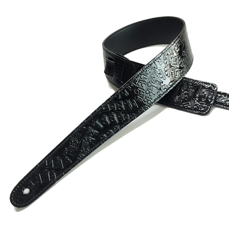 Sangles en cuir psyché pour guitare éléctrique trois couleurs au choix - noir