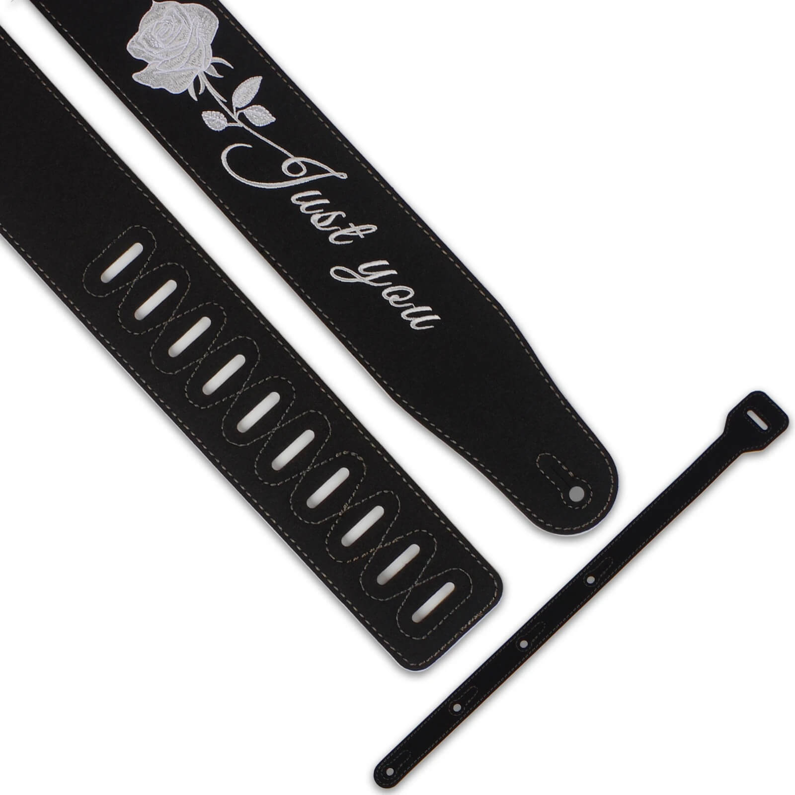 détails Sangle de guitare en cuir pour les rockers inscription Just For You
