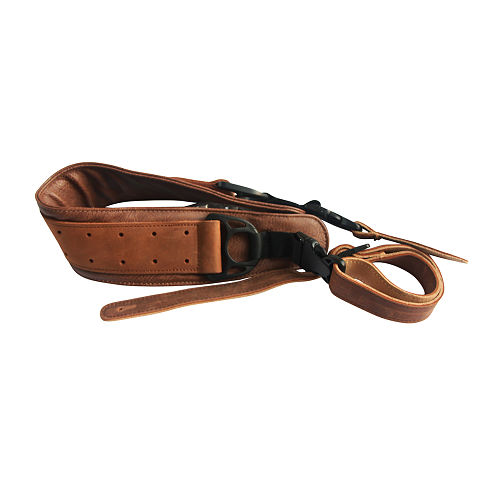 Sangle guitare en cuir avec renfort brun