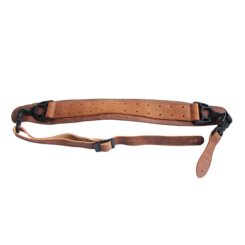 Sangle guitare en cuir avec renfort brun