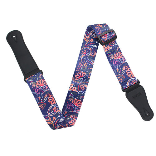 Sangle de guitare vintage polyester avec bouton de fixation pour sangle