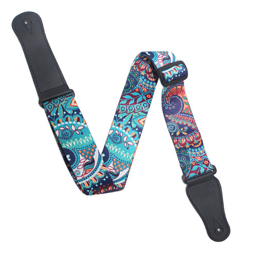 Sangle de guitare vintage polyester avec bouton de fixation pour sangle