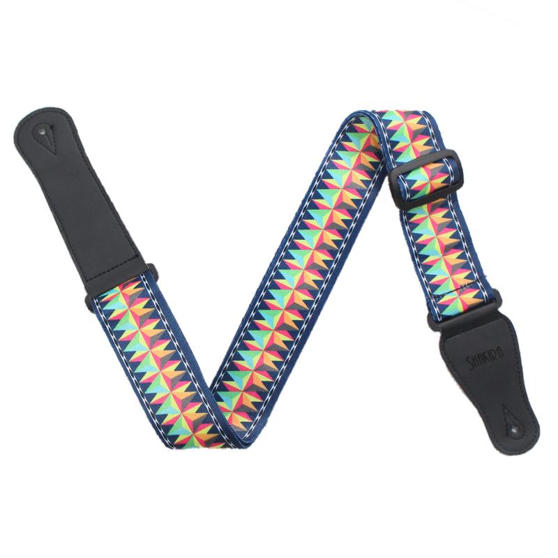 Sangle de guitare vintage polyester avec bouton de fixation pour sangle