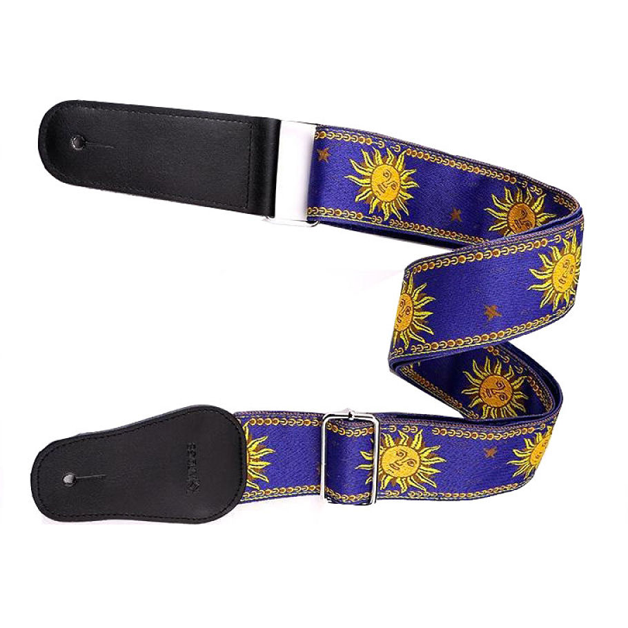 Sangle guitare électrique jacquard soleil bleu