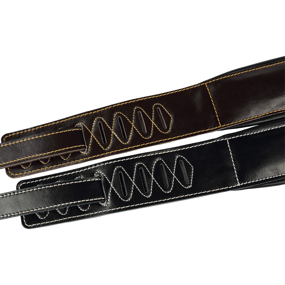 Sangle guitare rembourree en cuir double zoom