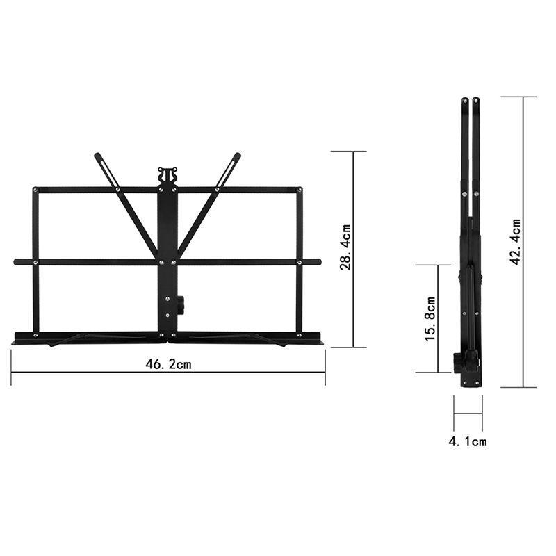 taille Pupitre guitare pliable en acier inoxydable réglable
