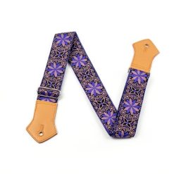 Sangle Guitare Classique Fleurs Psychédéliques Violettes