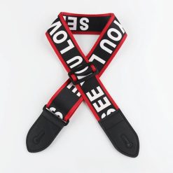 Sangle de Guitare Rock avec Message “See You Love” Rouge & Noir