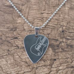 Collier Médiator Rock Guitare Électrique Gravée en Acier Inoxydable