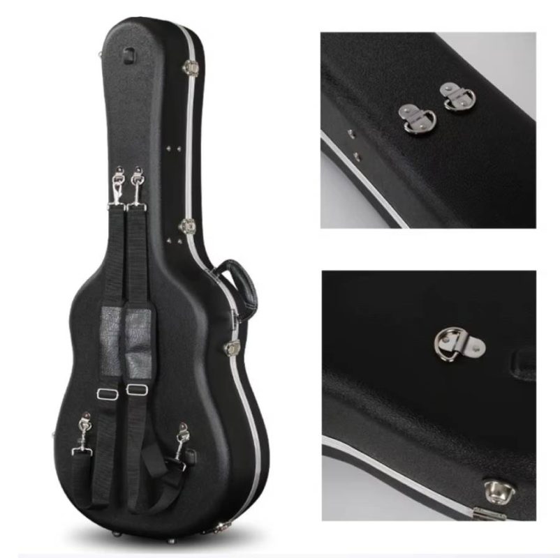 Détails Étui Guitare Acoustique Rigide 40-41 Pouces, Hardshell Case ABS avec Sangles Sac à Dos