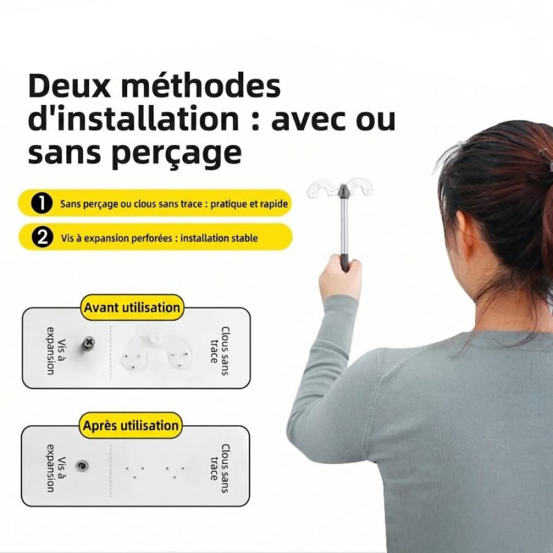 Installaltion du Support Mural Guitare Design Bois Naturel & Base Colorée - 7 couleurs au choix