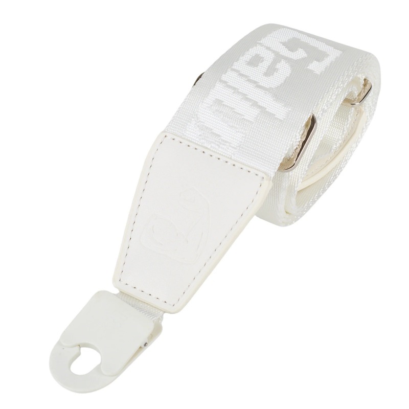 Sangle de guitare Power Grip blanche en nylon tissé avec attaches auto-lock