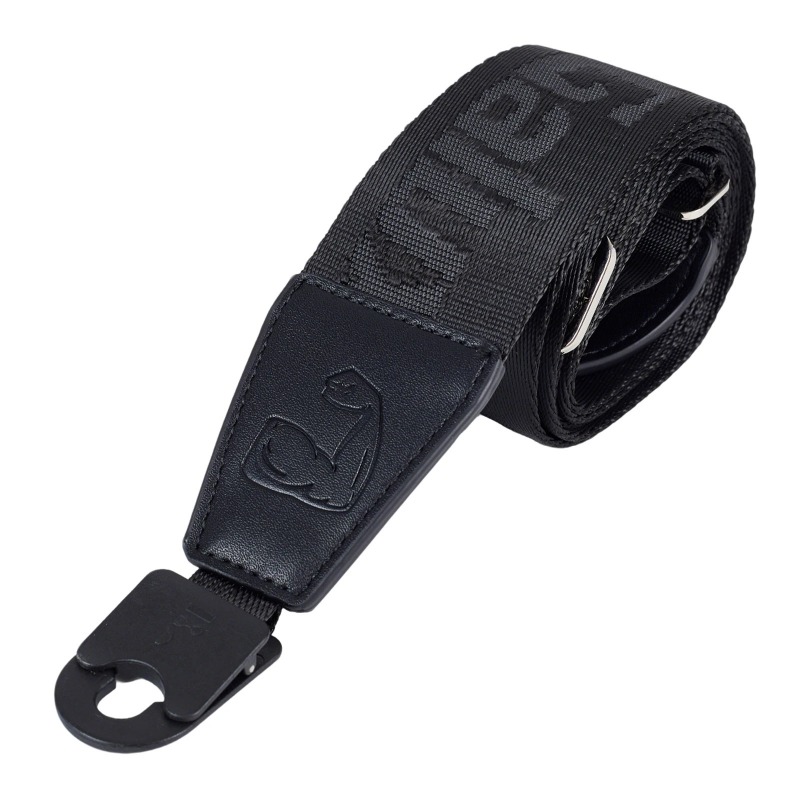 Sangle de guitare Power Grip noire en nylon tissé avec attaches auto-lock